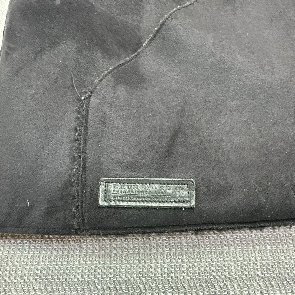 Ralph Lauren Suede‎ Vest Womens Small Black Western Outdoors Fleece Lined Hooded